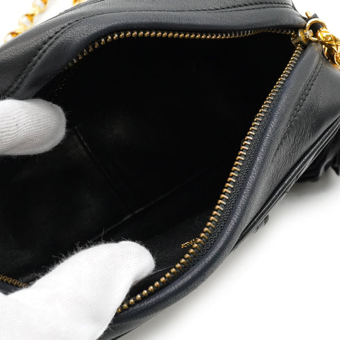 VINTAGE CHANEL COCOMARK FRINGE BIJOU CHAIN SHUOLDER BAG BLACK LAMB SKIN GOLD HARDWARE 90344444
