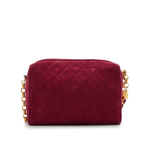 VINTAGE CHANEL COCOMARK FRINGE BIJOU CHAIN SHUOLDER BAG RED SUEDE GOLD HARDWARE 90327118