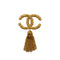 VINTAGE CHANEL COCOMARK FRINGE BROOCH GOLD ACCESSORY 93A 90326650
