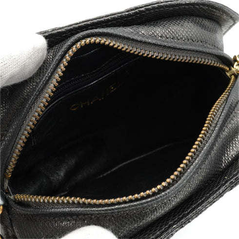 VINTAGE CHANEL COCOMARK FRINGE CHAIN SHOULDER BAG METAL GRAY LIZARD GOLD HARDWARE 90343623