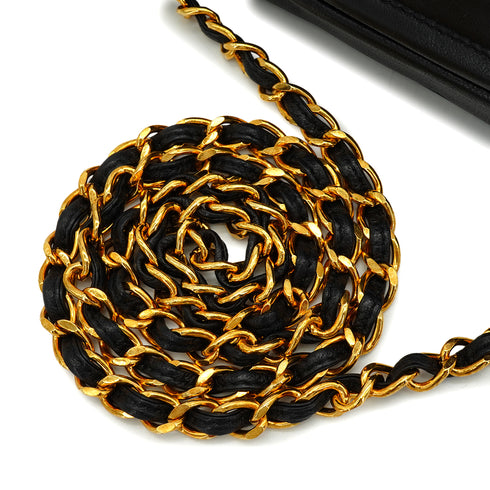 VINTAGE CHANEL COCOMARK FRINGE CHAIN SHUOLDER BAG BLACK LAMB SKIN GOLD HARDWARE 90343977