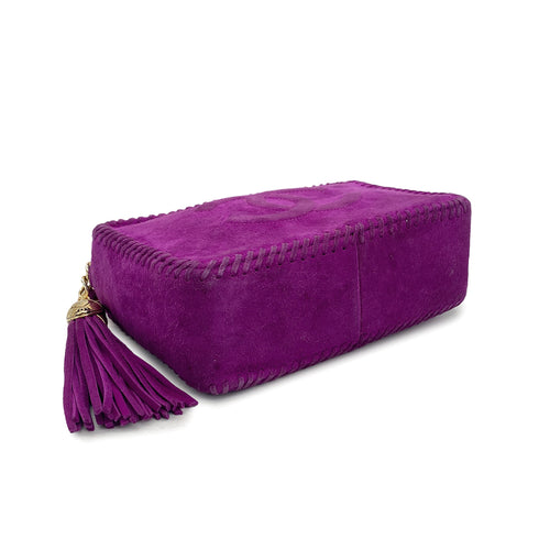 VINTAGE CHANEL COCOMARK FRINGE CHAIN SHUOLDER BAG PURPLE SUEDE GOLD HARDWARE 90327394
