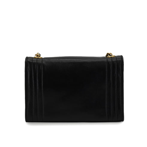 VINTAGE CHANEL COCOMARK FULL FLAP CHAIN SHOULDER BAG BLACK LAMB SKIN GOLD HARDWARE 90346129