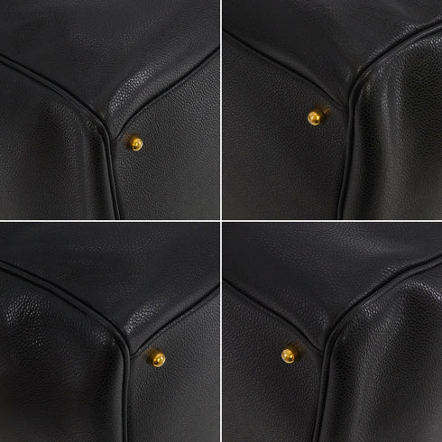 VINTAGE CHANEL COCOMARK HAND SHOULDER BOSTON BAG BLACK CAVIAR SKIN GOLD HARDWARE 90341881
