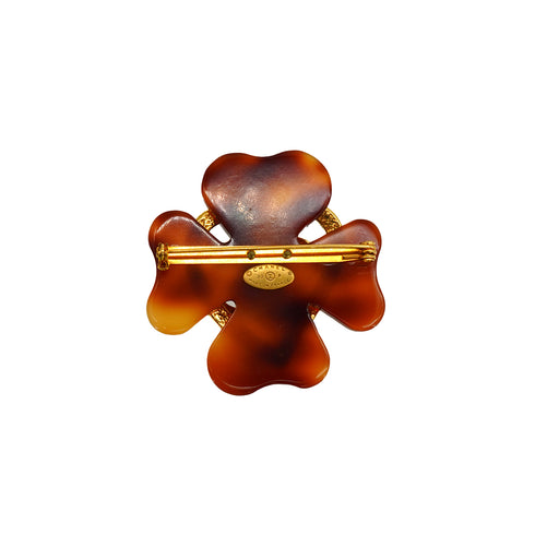VINTAGE CHANEL COCOMARK HEART BROACH TORTOISESHELL BROWN GOLD ACCESSORY 95P 90347795