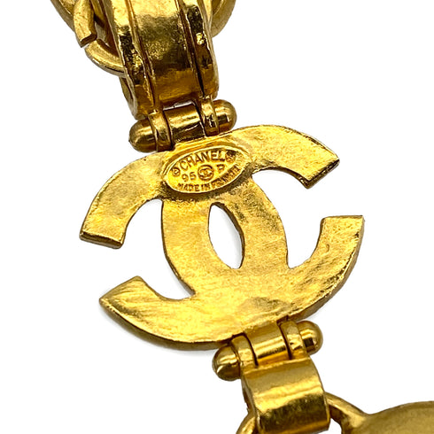 VINTAGE CHANEL COCOMARK HEART MIRROR NECKLACE GOLD ACCESSORY 95P 90319128