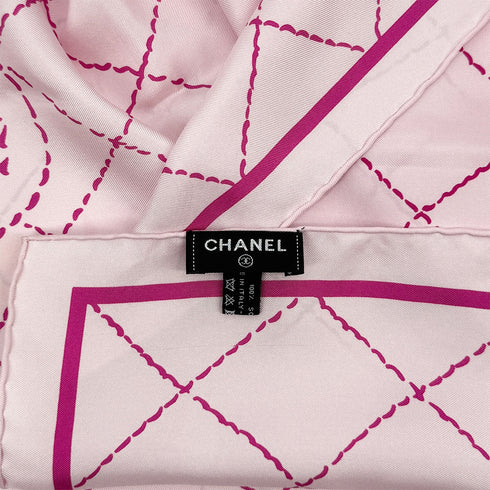 VINTAGE CHANEL COCOMARK LOGO MATELASSE SCARF PINK SILK 90321063