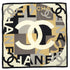 VINTAGE CHANEL COCOMARK LOGO SCARF BLACK WHITE BEIGE SILK 90339115
