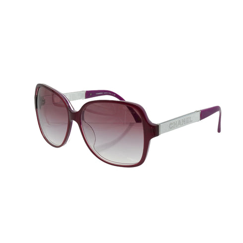 VINTAGE CHANEL LOGO SUNGLASSES PURPLE SILVER EYEWEAR 90338388