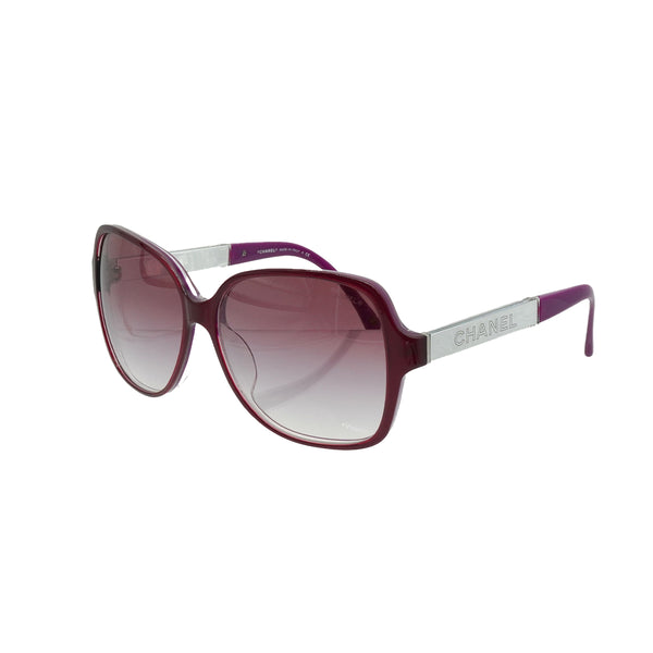 VINTAGE CHANEL LOGO SUNGLASSES PURPLE SILVER EYEWEAR 90338388
