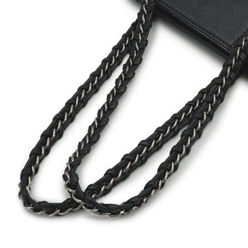 VINTAGE CHANEL COCOMARK LUXURY LINE CHAIN TOTE BAG BLACK LEATHER SILVER HARDWARE 90341828