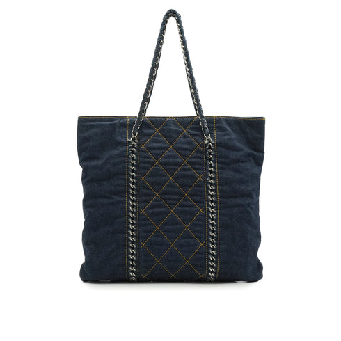VINTAGE CHANEL COCOMARK LUXURY LINE DENIM CHAIN TOTE BAG 90337290