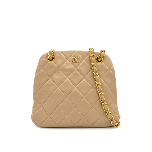 VINTAGE CHANEL COCOMARK MATELASSE CHAIN SHOULDER BAG BEIGE LAMB SKIN GOLD HARDWARE 90326209