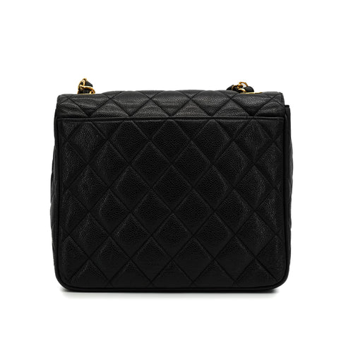 VINTAGE CHANEL COCOMARK MATELASSE CHAIN SHOULDER BAG BLACK CAVIAR SKIN GOLD HARDWARE 90341443