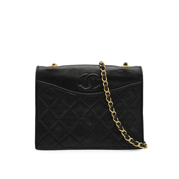VINTAGE CHANEL COCOMARK MATELASSE CHAIN SHOULDER BAG BLACK LAMB SKIN GOLD HARDWARE 90332571