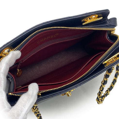 VINTAGE CHANEL COCOMARK MATELASSE CHAIN SHOULDER BAG NAVY LAMB SKIN GOLD HARDWARE 90326854