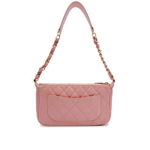 VINTAGE CHANEL COCOMARK MATELASSE CHAIN SHOULDER BAG PINK CAVIAR SKIN GOLD HARDWARE 90329191