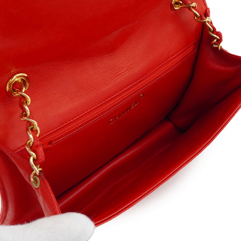 VINTAGE CHANEL COCOMARK MATELASSE CHAIN SHOULDER BAG RED LAMB SKIN GOLD HARDWARE 90334240