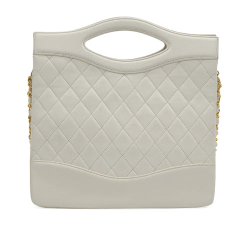 VINTAGE CHANEL COCOMARK MATELASSE CHAIN SHOULDER HAND BAG WHITE LAMB SKIN GOLD HARDWARE 90343404