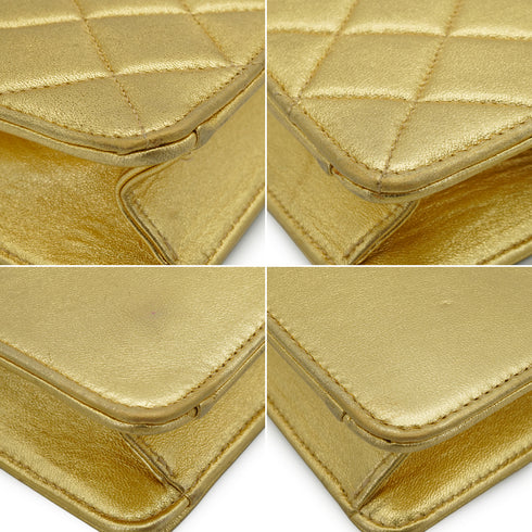 VINTAGE CHANEL COCOMARK MATELASSE CLUTCH BAG GOLD LAMB SKIN GOLD HARDWARE 90334146