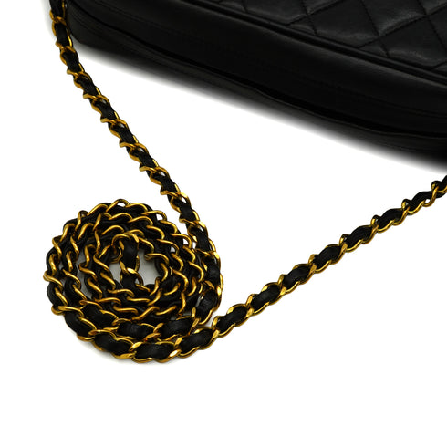 VINTAGE CHANEL MATELASSE FRINGE CHAIN SHUOLDER BAG BLACK LAMB SKIN GOLD HARDWARE 90344387