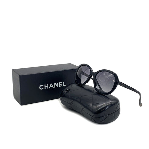 VINTAGE CHANEL COCOMARK MATELASSE SUNGLASSES BLACK EYEWEAR 90324624