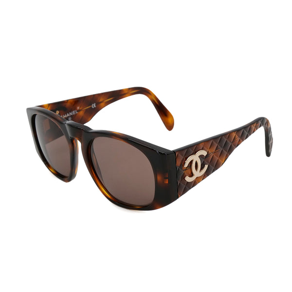 VINTAGE CHANEL COCOMARK MATELASSE SUNGLASSES TORTOISESHELL BROWN EYEWEAR 90324117