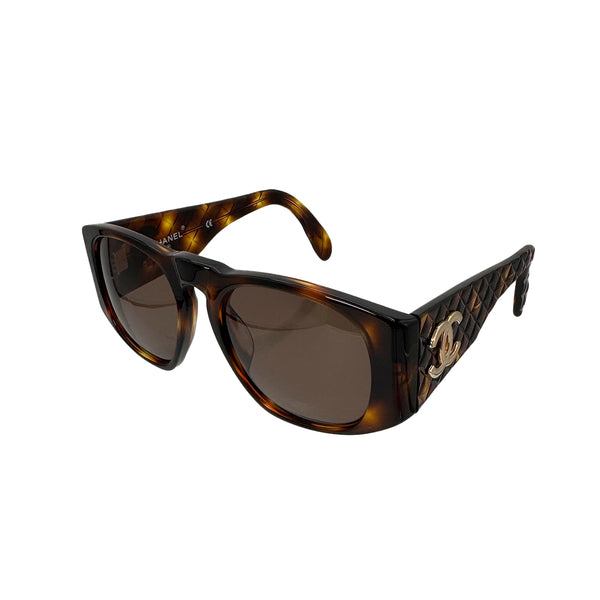 VINTAGE CHANEL COCOMARK MATELASSE SUNGLASSES TORTOISESHELL BROWN EYEWEAR 90322532