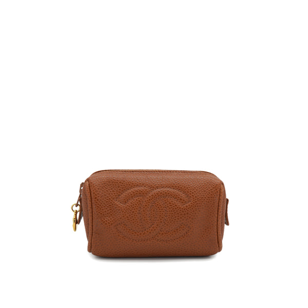 VINTAGE CHANEL COCOMARK MINI POUCH BROWN CAVIAR SKIN GOLD HARDWARE 90327116