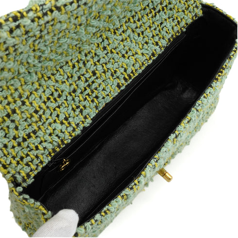 VINTAGE CHANEL COCOMARK PARENT-CHILD HAND BAG GREEN TWEED GOLD HARDWARE 90344362