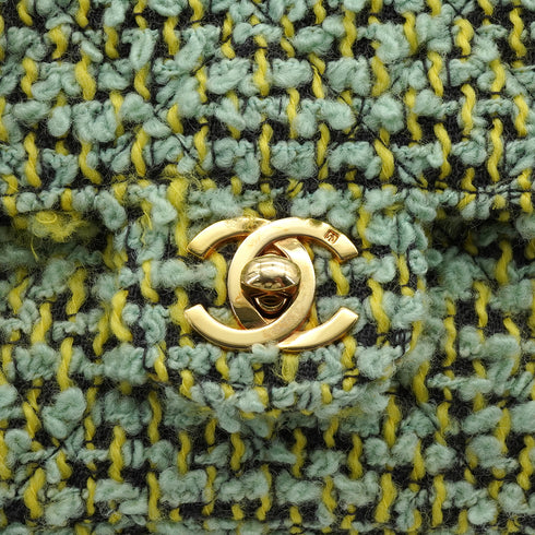 VINTAGE CHANEL COCOMARK PARENT-CHILD HAND BAG GREEN TWEED GOLD HARDWARE 90344362