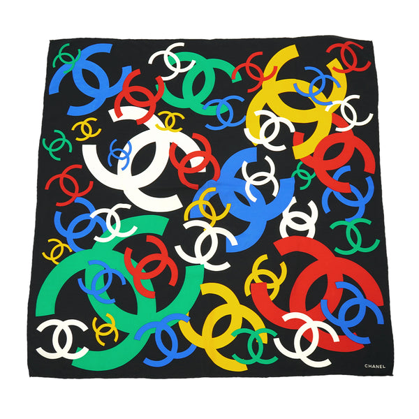 VINTAGE CHANEL COCOMARK PATTERN SCARF MULTICOLOR SILK 90333262
