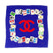 VINTAGE CHANEL COCOMARK PLAYING CARD PATTERN SCARF BLUE MULTICOLOR SILK 90313885