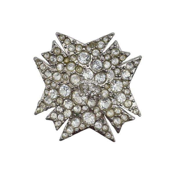 VINTAGE CHANEL COCOMARK RHINESTONE BROOCH SILVER ACCESSORY 05C 90328955