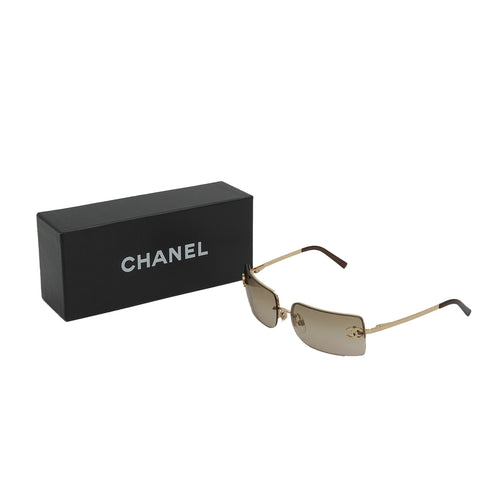 VINTAGE CHANEL COCOMARK RHINESTONE SUNGLASSES BROWN EYEWEAR 90334246