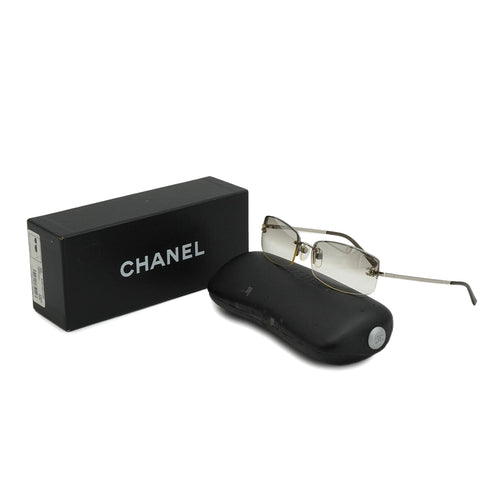 VINTAGE CHANEL COCOMARK RHINESTONE SUNGLASSES SILVER EYEWEAR 90339112