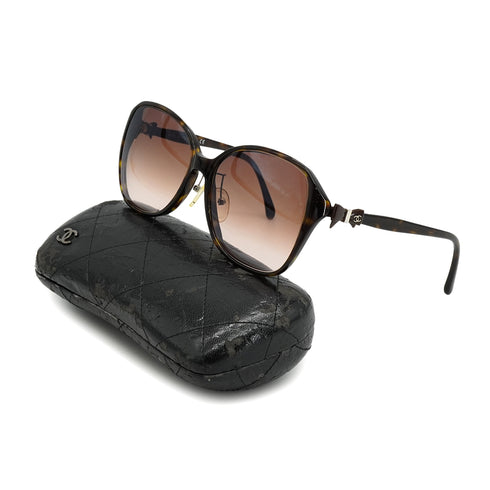 VINTAGE CHANEL COCOMARK RIBBON SUNGLASSES TORTOISESHELL BROWN EYEWEAR 90326597