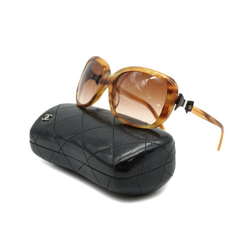 VINTAGE CHANEL COCOMARK RIBBON SUNGLASSES TORTOISESHELL BROWN EYEWEAR 90333263