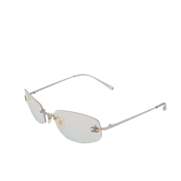VINTAGE CHANEL COCOMARK RIMLESS SUNGLASSES SILVER EYEWEAR 90323181
