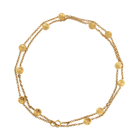VINTAGE CHANEL COCOMARK ROUND PLATE CHAIN BELT GOLD ACCESSORY 90323147