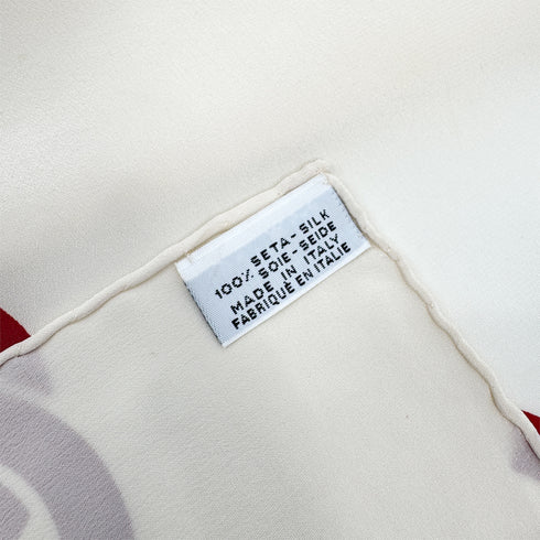VINTAGE CHANEL COCOMARK SCARF IVORY RED SILK 90322223