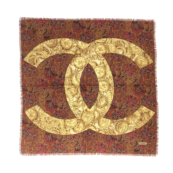 VINTAGE CHANEL COCOMARK SCARF MULTICOLOR SILK CASHMERE 90313888
