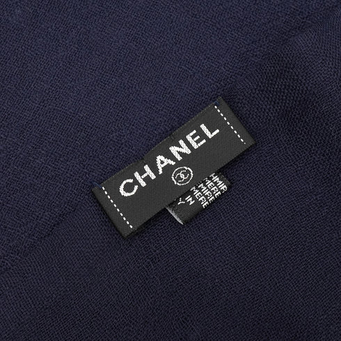 VINTAGE CHANEL COCOMARK SCARF NAVY CASHMERE 90334518