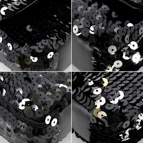 VINTAGE CHANEL COCOMARK SEQUINS CHAIN SHOULDER BAG BLACK LEATHER SILVER HARDWARE 90345992