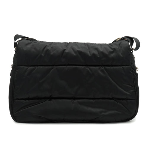VINTAGE CHANEL SPORTS LINE COCOMARK SHOULDER BAG BLACK NYLON SILVER HARDWARE 90341888
