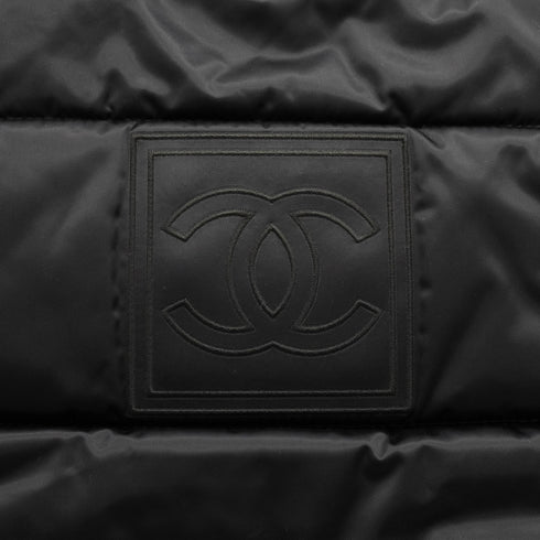 VINTAGE CHANEL SPORTS LINE COCOMARK SHOULDER BAG BLACK NYLON SILVER HARDWARE 90341888