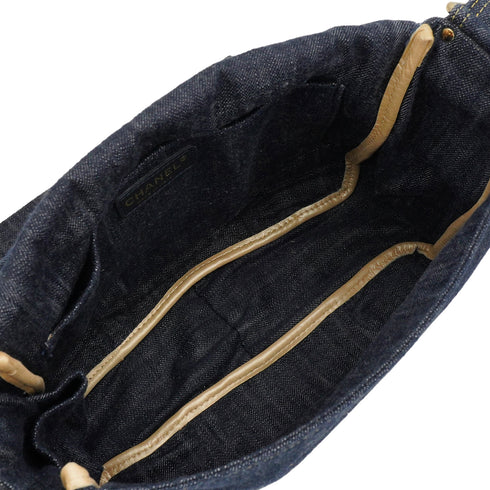 VINTAGE CHANEL COCOMARK SHOULDER BAG NAVY SPARKLING DENIM GOLD HARDWARE 90340462
