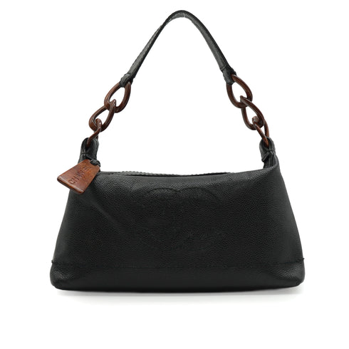VINTAGE CHANEL COCOMARK SHUOLDER BAG BLACK TORTOISESHELL CAVIAR SKIN PLASTIC HARDWARE 90346124
