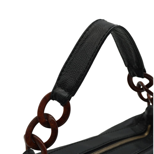 VINTAGE CHANEL COCOMARK SHUOLDER BAG BLACK TORTOISESHELL CAVIAR SKIN PLASTIC HARDWARE 90346124