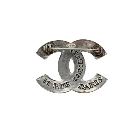 VINTAGE CHANEL COCOMARK SILVER BROOCH LOGO ACCESSORY 99A 90331685